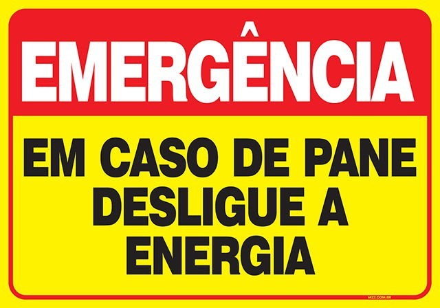 PLACA EM CASO DE PANE DESLIGUE A ENERGIA