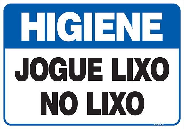 Placa jogue o lixo na lixeira (simb.) 23,5x32,5cm - Zeus do Brasil