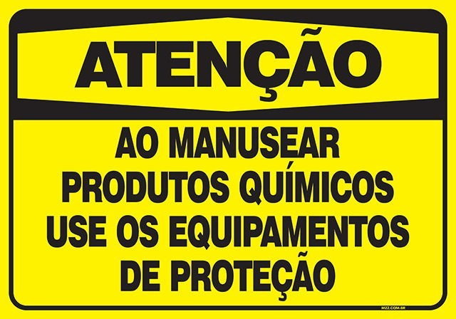 PLACA PRODUTOS QUÍMICOS: USE OS EQUIPAMENTOS DE PROTEÇÃO