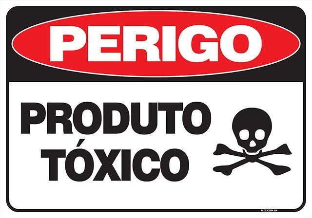 Placa de Sinalização Perigo Armazenamento de Produto Tóxico