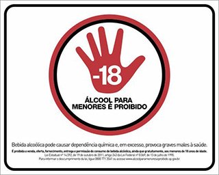 Placa lei antiálcool - álcool para menores é proibido